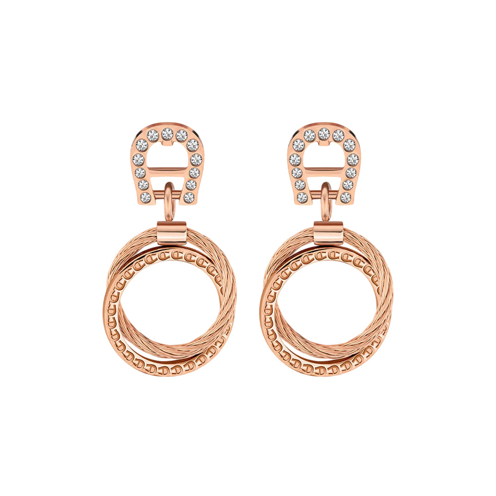 Aigner Circular Drop Gold Earrings ARJLE2101905