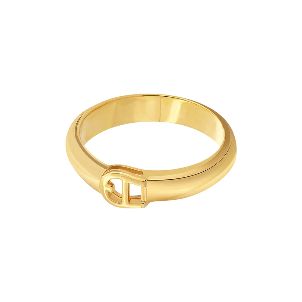 Aigner Eleonora Gold-Tone Brass Horseshoe Logo Ring - ARJLF0005721