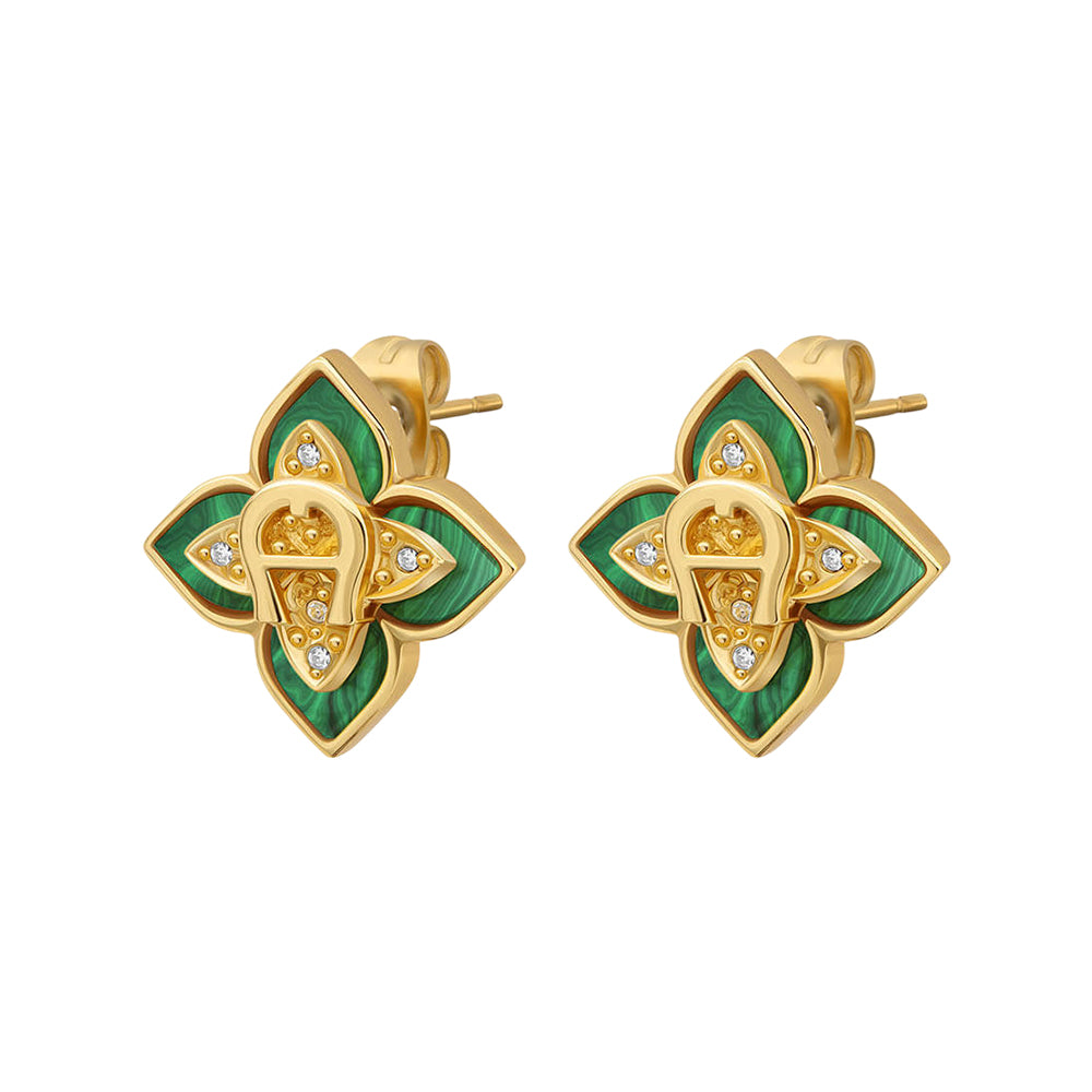 Aigner Flora Gold-Toned Malachite 15mm Earrings - ARJLE0003802 - Image 2
