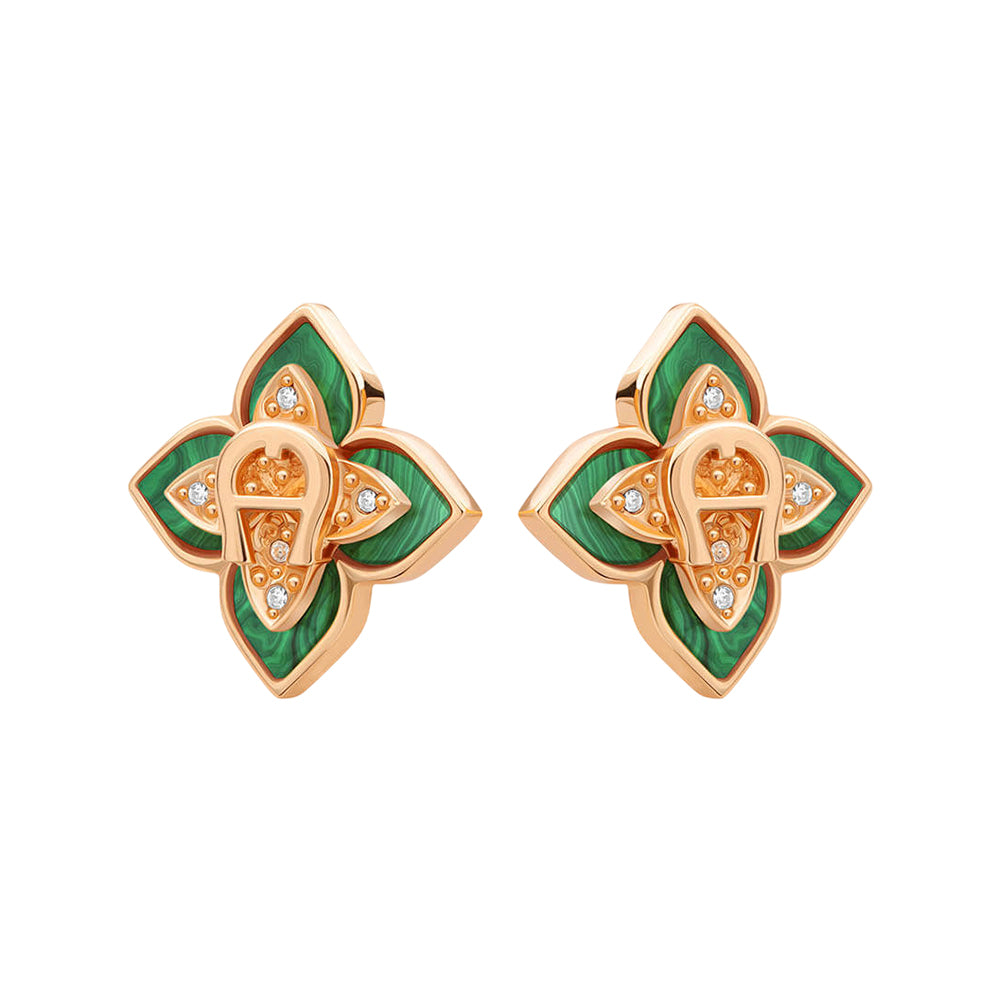 Aigner Flora Rose Gold Malachite Stud Earrings ARJLE0003803 - Image 3