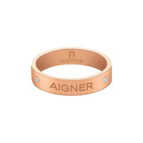 Aigner Rose Gold-Tone Sparkling Logo Ring - ARJLF0005113