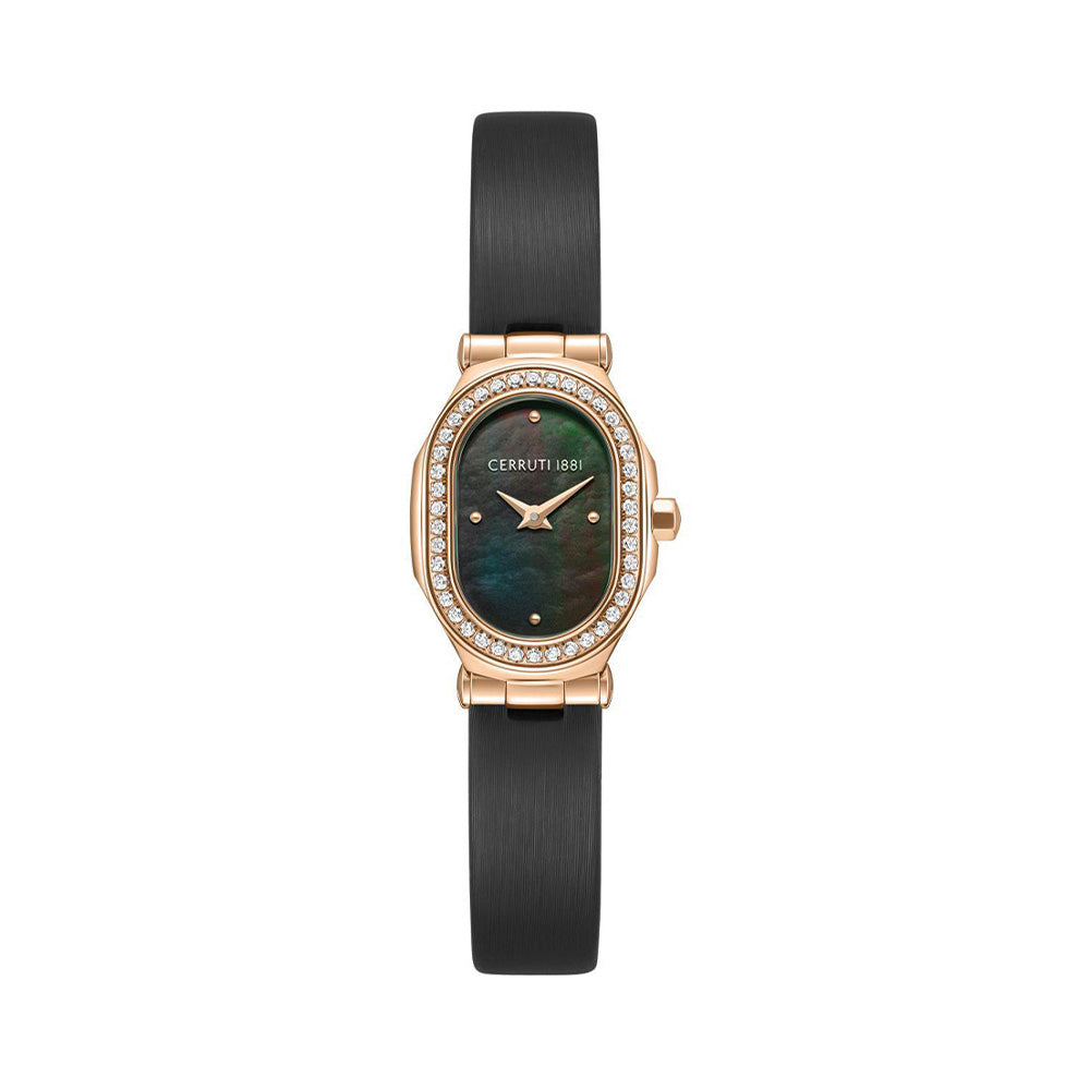 Cerruti 1881 Aosta Rose Gold Case Black Leather Strap Women'S Watch CIWLA0097303