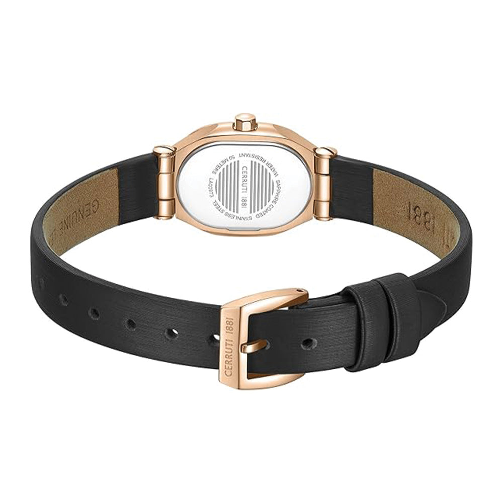 Cerruti 1881 Aosta Rose Gold Case Black Leather Strap Women'S Watch CIWLA0097303 - Image 3