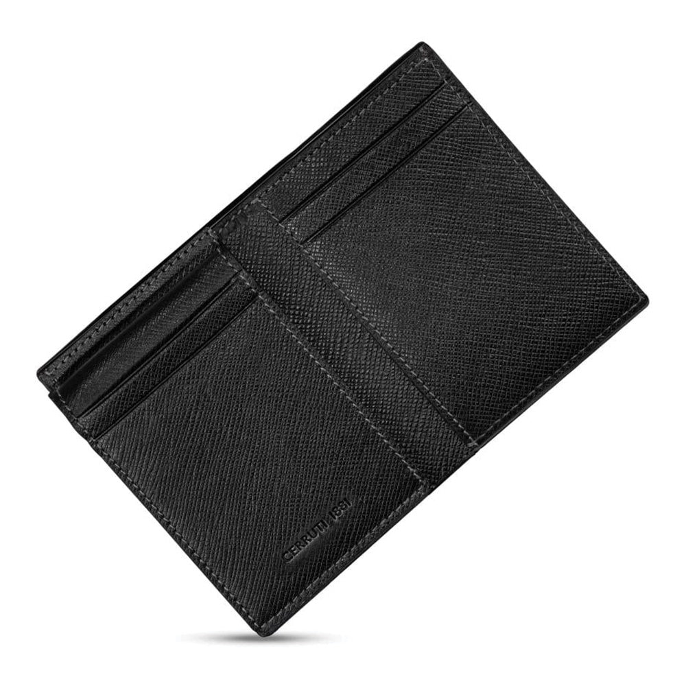 Cerruti 1881 Black Grained Leather Vertical Mens Wallet CEPU07289M BLA