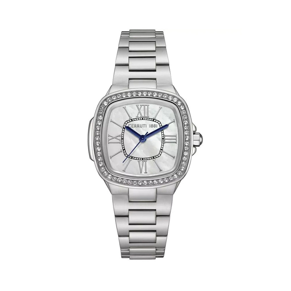 Cerruti 1881 Casale White Mother Of Pearl Dial Silver Square Watch For Women CIWLG0086006