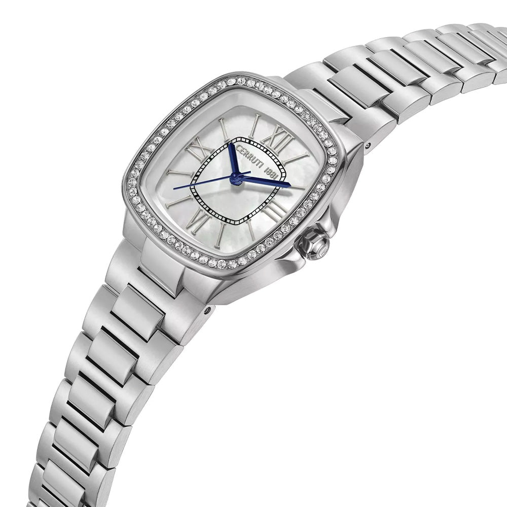 Cerruti 1881 Casale White Mother Of Pearl Dial Silver Square Watch For Women CIWLG0086006 - Image 2