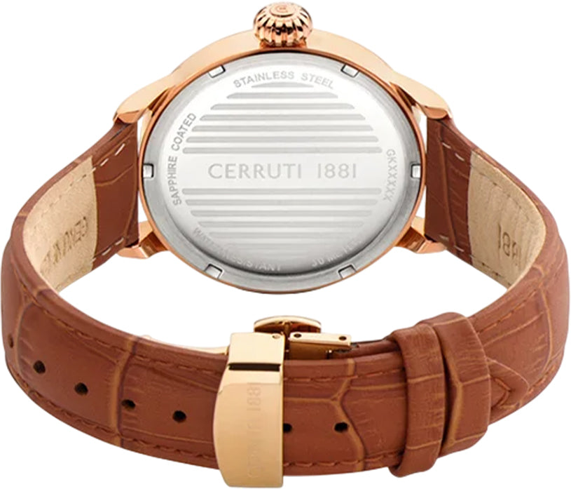 CERRUTI 1881 Dervio Men's Grey Dial Brown Leather Watch CIWGB0008002 - Image 3