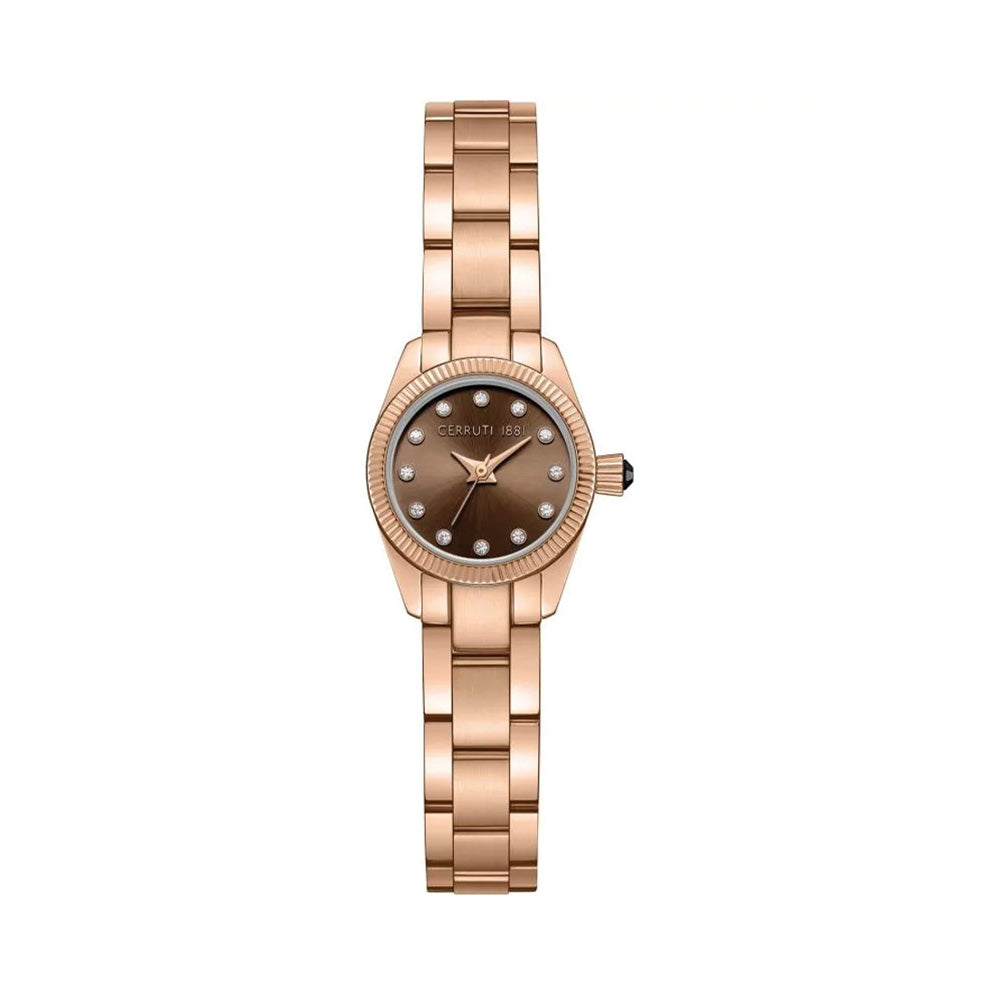 Cerruti 1881 Endine Brown Dial Rose Gold Stainless Steel Bracelet Watch For Women CIWLG0087003