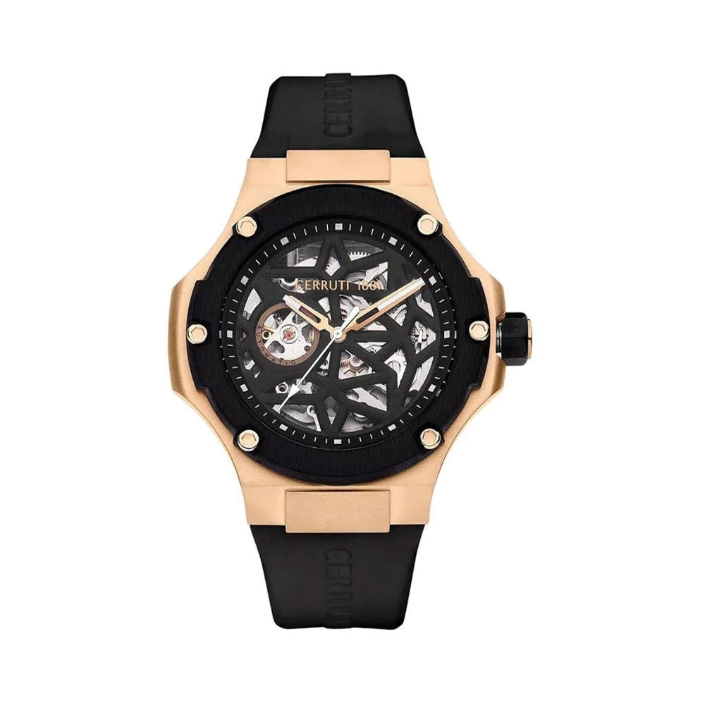 Cerruti 1881 Lucardo Automatic Skeleton Dial Rose Gold Case Men'S Watch CIWGR0007107