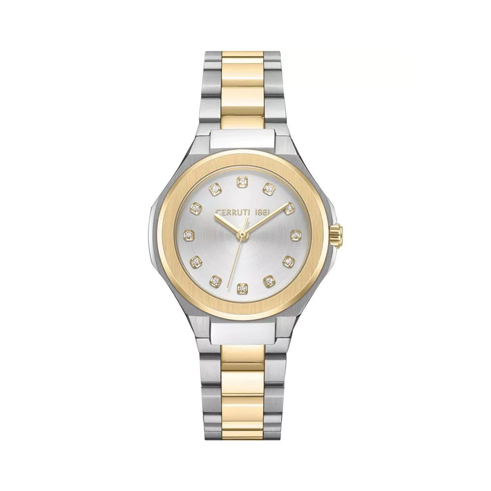 Cerruti 1881 Lucardo Silver Dial Two Tone Stainless Steel Watch For Women CIWLG0086402