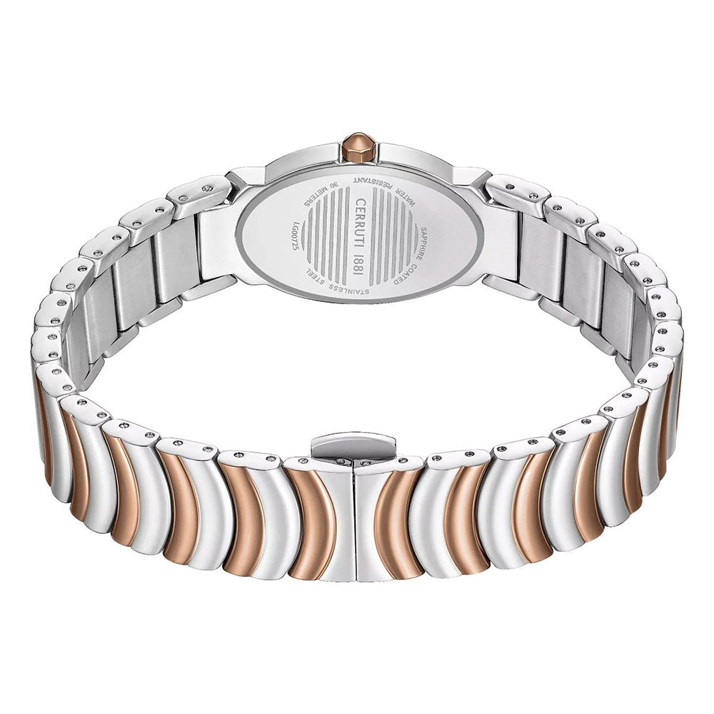 Cerruti 1881 Norcia White Mother Of Pearl Dial Two Tone Oval Watch For Women CIWLG0072509 - Image 3