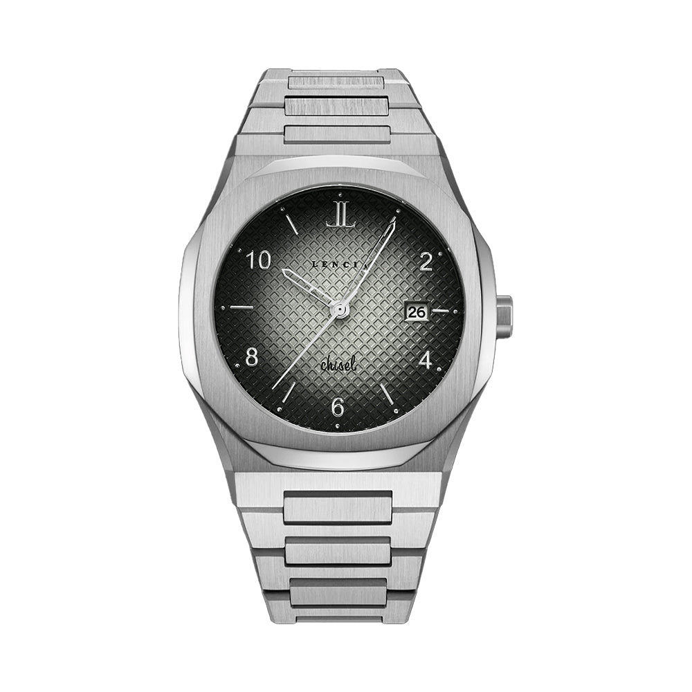 Chisel Monochrome Steel Watch by Lencia LC1015G - Image 2