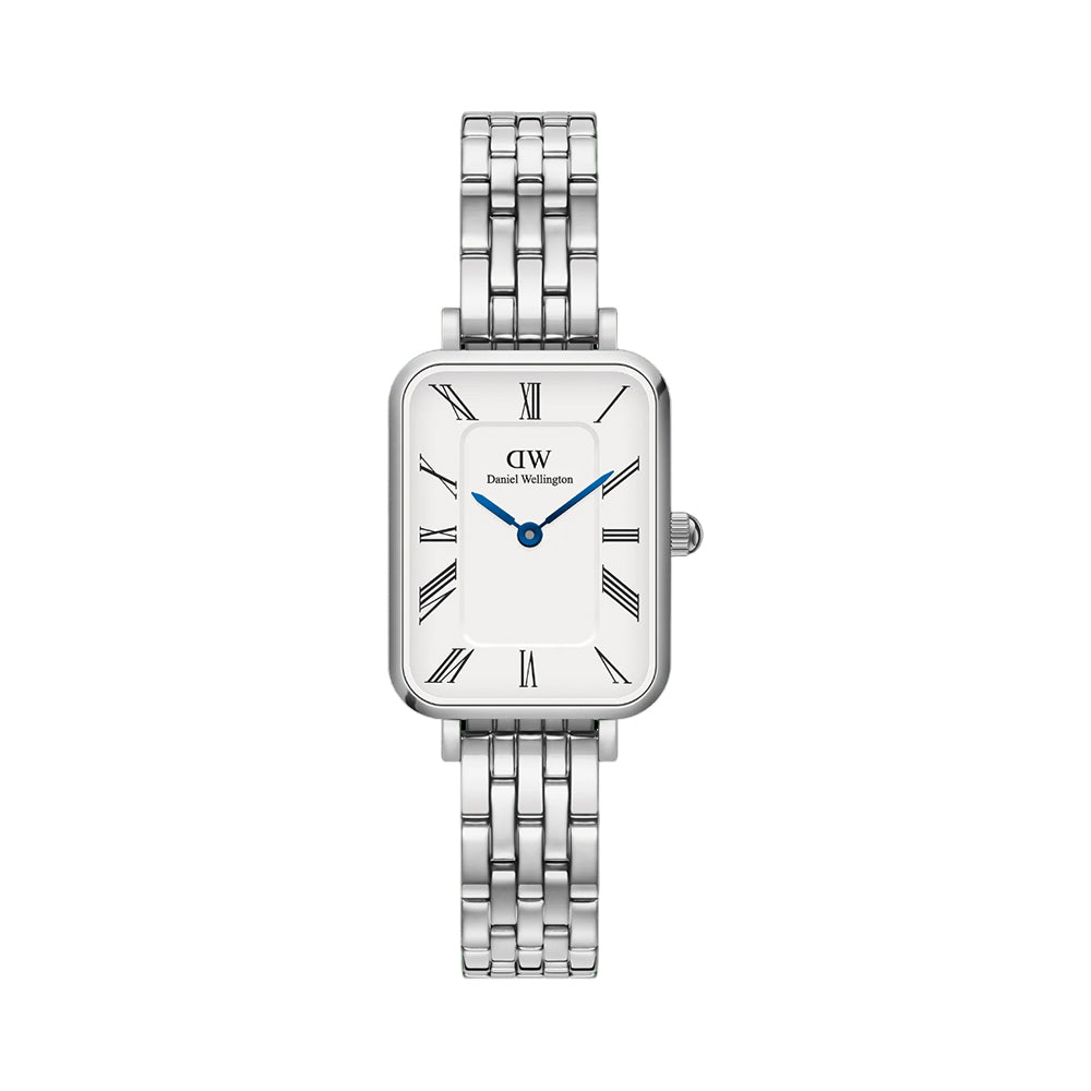 Daniel Wellington Quadro Roman Numerals White Dial Silver Watch DW00100691