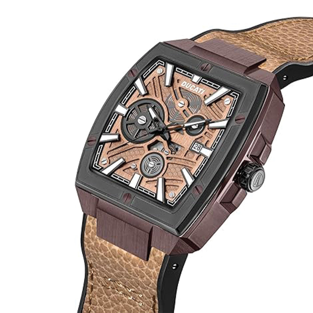 Ducati Automatic Black Dial Leather Strap Watch For Men DTWGB0000702 - Image 2