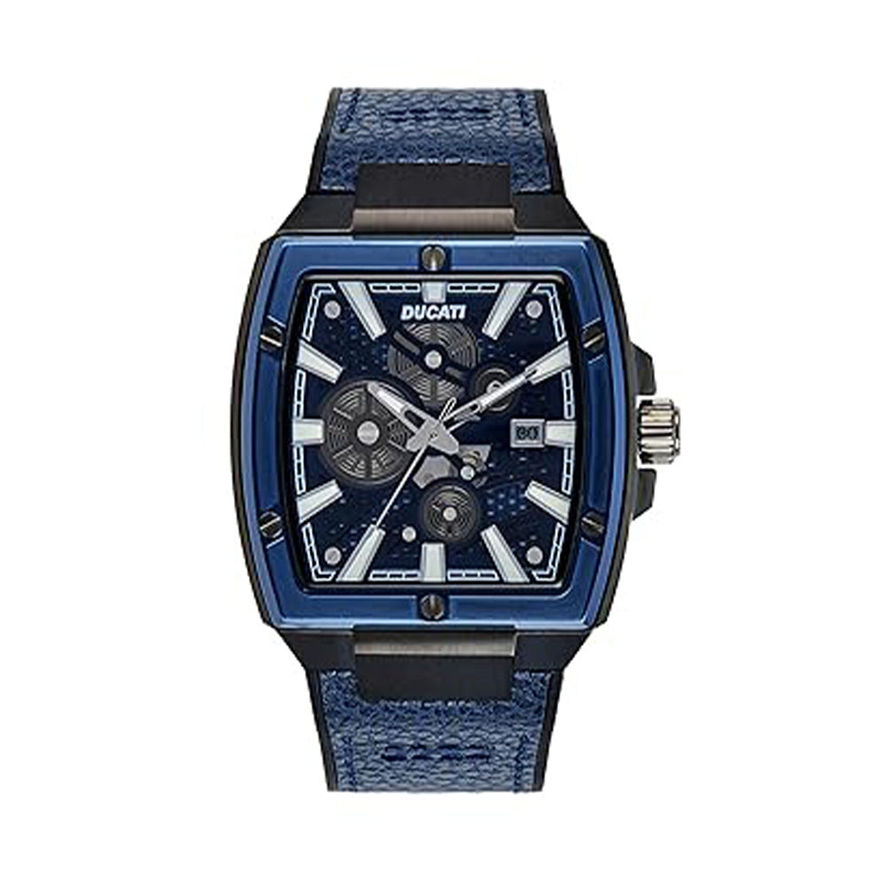 Ducati Quartz Blue Dial Leather Strap Watch For Men DTWGB0000703