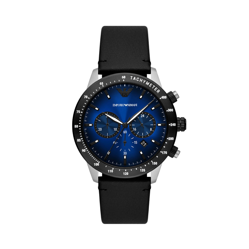 Emporio Armani Chronograph Black Leather Watch AR11522