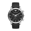 Emporio Armani Mens Chronograph Black Leather Watch AR1828