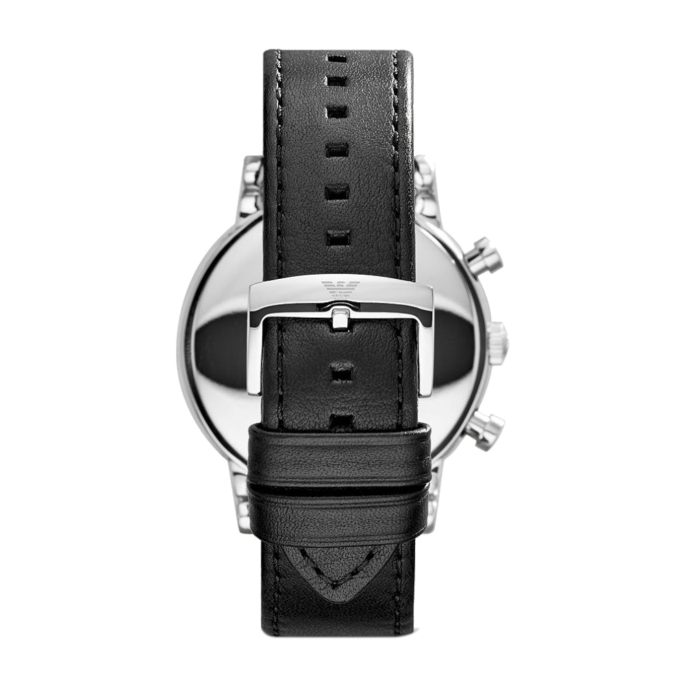 Emporio Armani Mens Chronograph Black Leather Watch AR1828 - Image 3