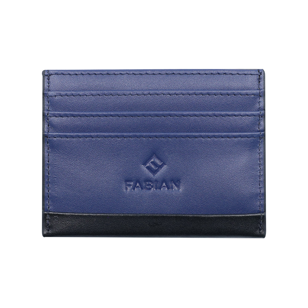 Fabian Leather Black/Blue Card Holder For Men - FMWC-SLG15-BNBL