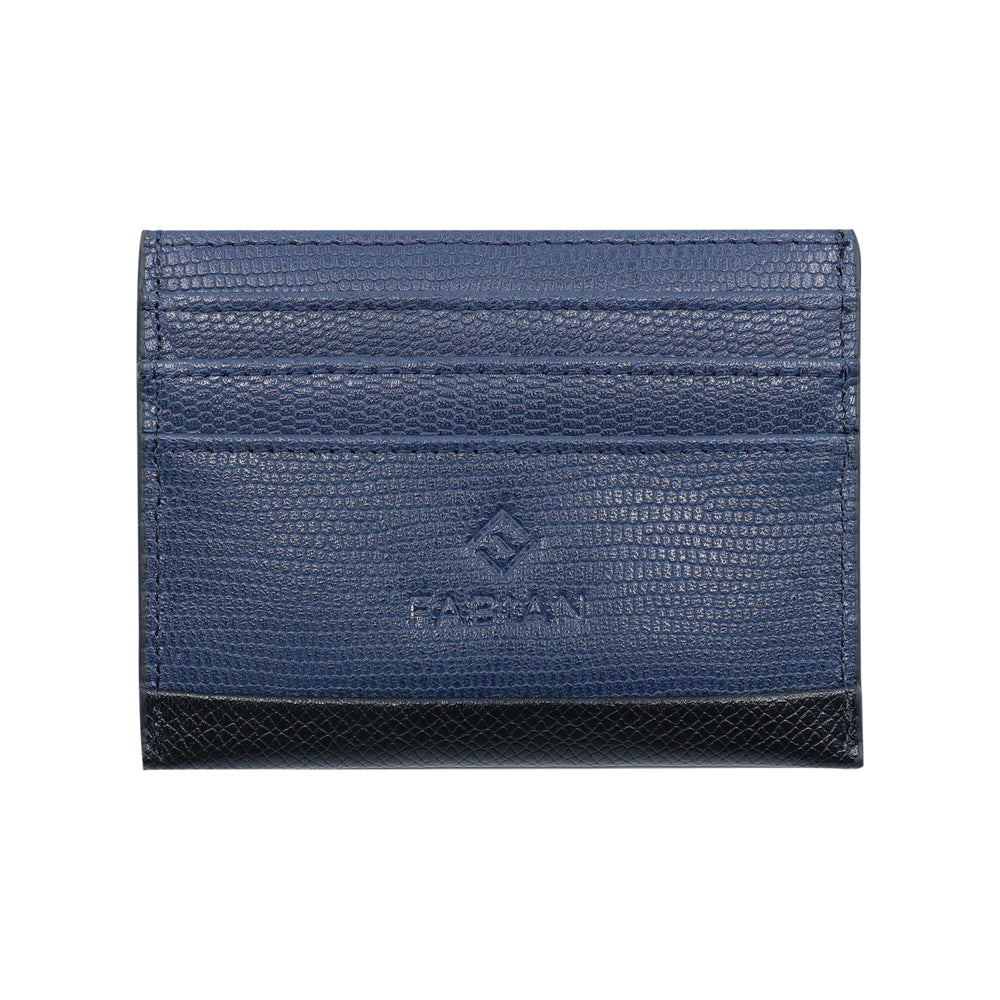 Fabian Leather Black/Blue Card Holder For Men - FMWC-SLG18-BNBL