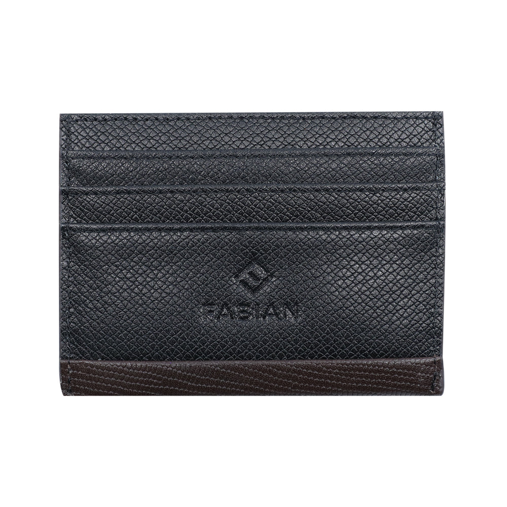 Fabian Leather Black/Brown Card Holder For Men - FMWC-SLG17-BNBR