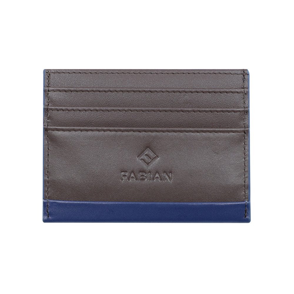 Fabian Leather Blue/Brown Card Holder For Men - FMWC-SLG16-BLNBR