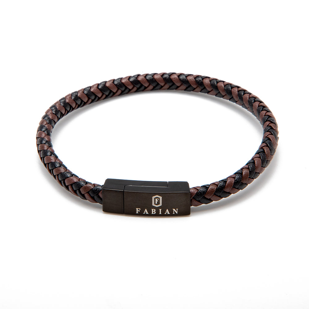 Fabian Men's Leather Brown Black Brown Bracelet FMB-JMYLB105-BBL - Image 3