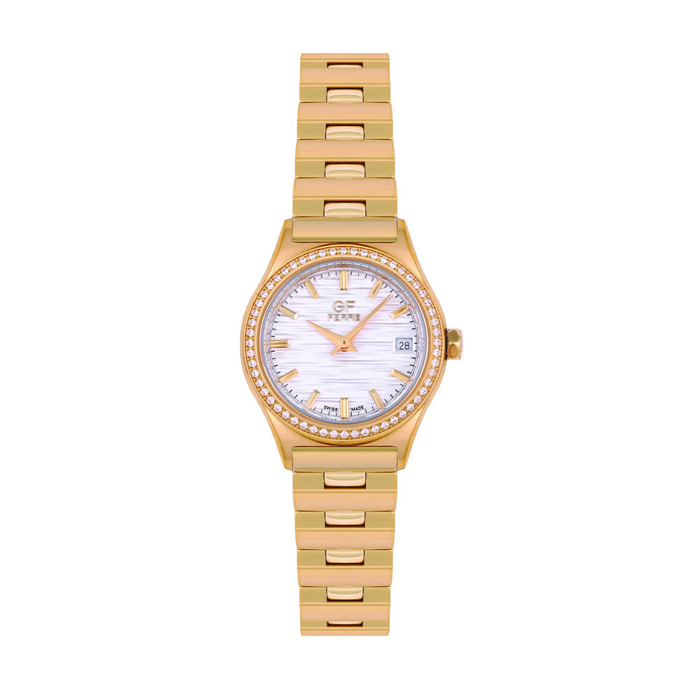 GF Ferre Women's Silver Dial Gold Plated Zircon Watch GFGP24360LZ