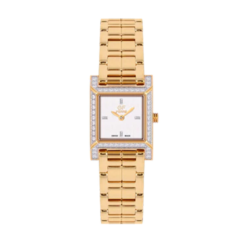GF Ferre Women's White Dial Gold Plated Zircon Watch GFGP170027LZ