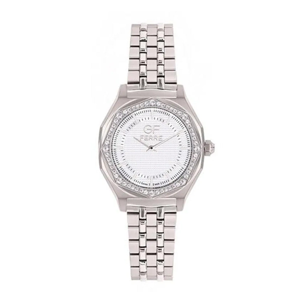 GF Ferre Women's White Dial Stainless Steel Zircon Watch GFSS8064LZ