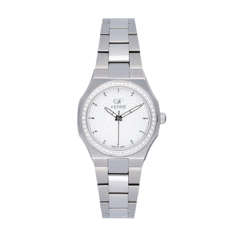 GF Ferre Women's White Dial Stainless Steel Zircon Watch GFSSW6015L