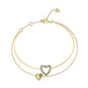 Guess Beloved Gold Cubic Zirconia Double Heart Bracelet For Women JUBB05027JWYGS