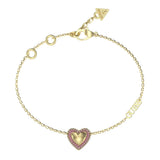 Guess Beloved Heart Gold Pink Crystal Bracelet For Women JUBB05011JWYGPKS