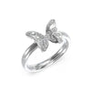 Guess Crisalide Silver Butterfly Crystal Ring For Women JUBR04109JWRH52
