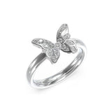 Guess Crisalide Silver Butterfly Crystal Ring For Women JUBR04109JWRH52