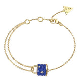Guess Gold Blue Padlock Bracelet For Women JUBB05413JWYBLL