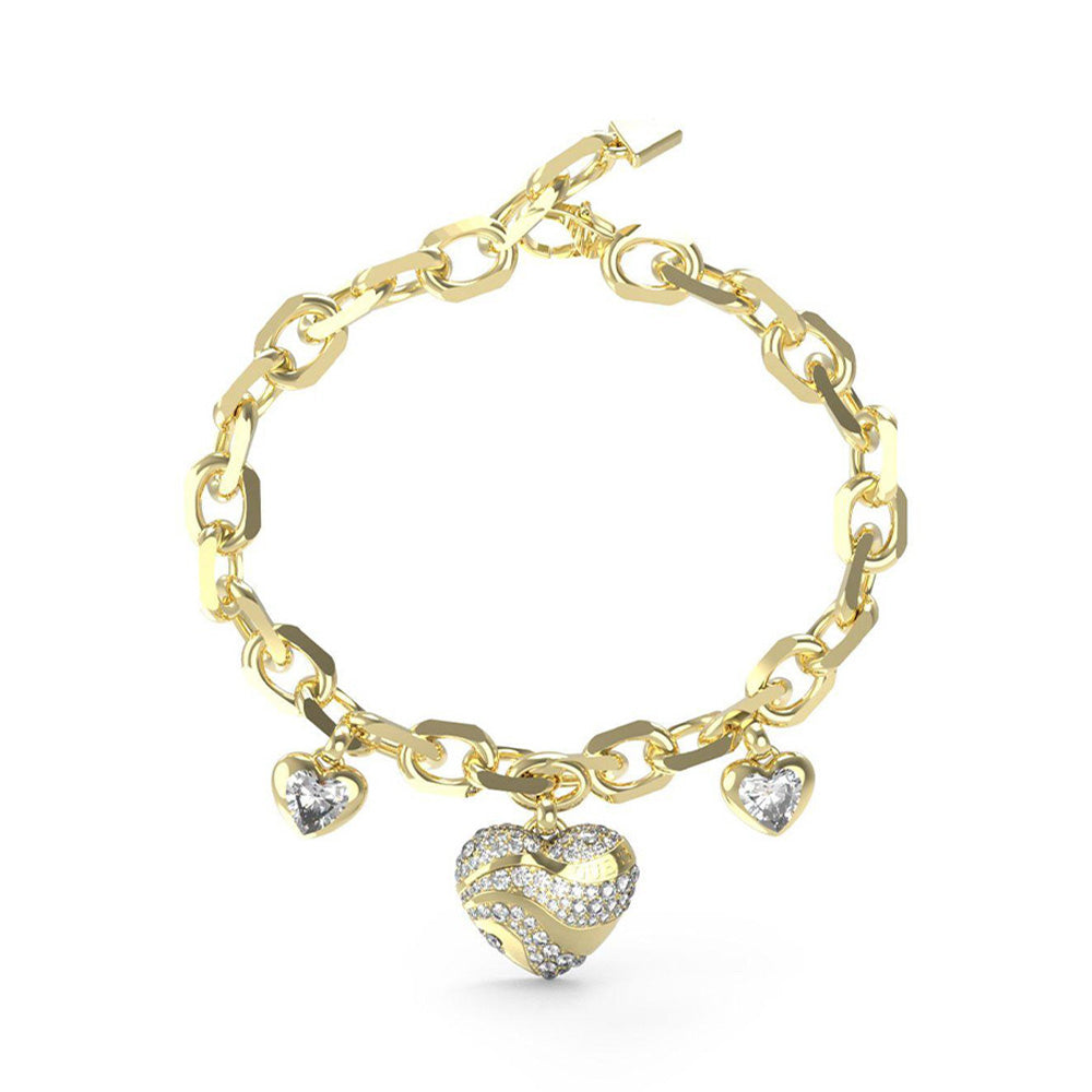 Guess In My Heart Gold Zirconia Bracelet For Women JUBB04500JWYGS