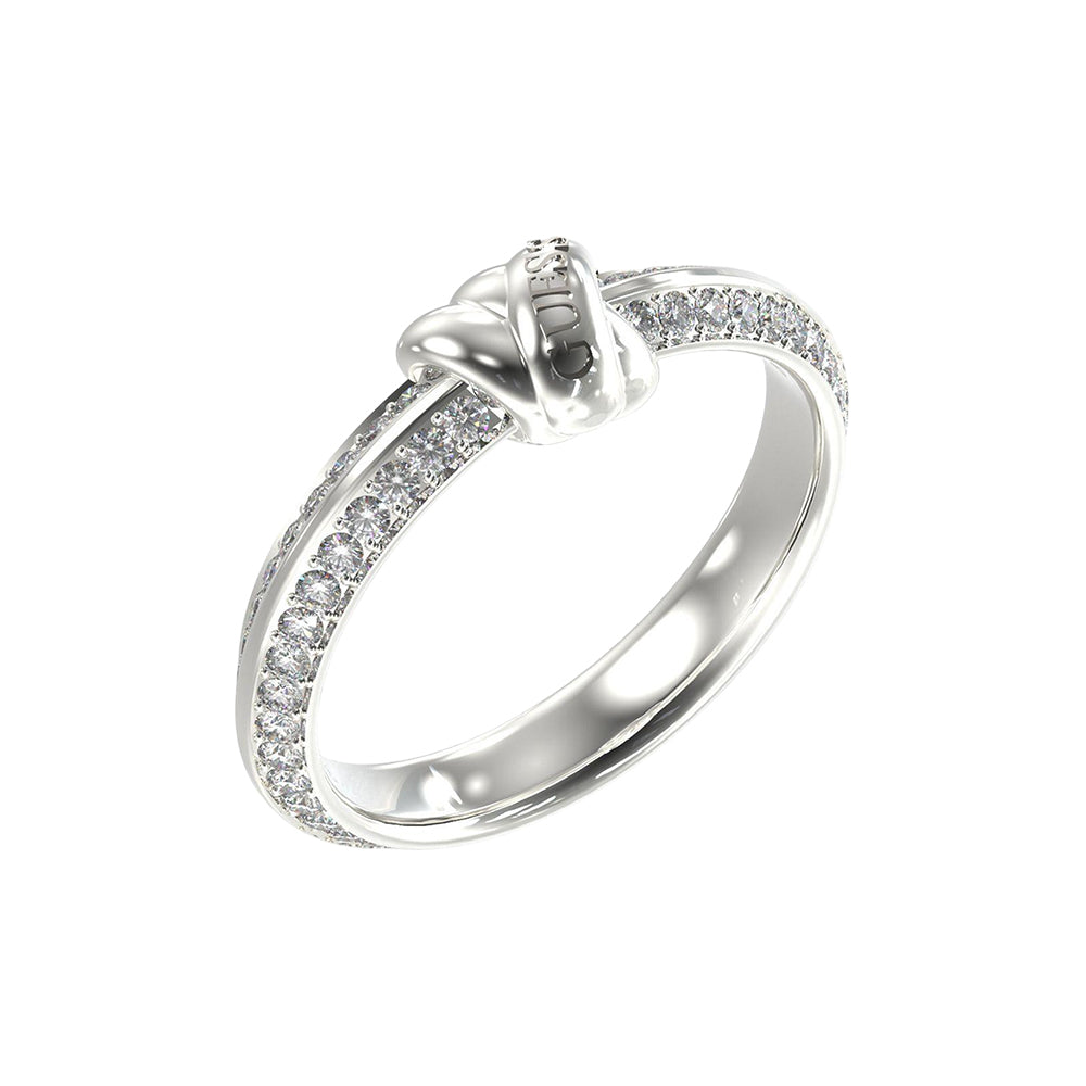 Guess Knot You Silver Toned Steel Zirconia Ring 56 - JUBR04057JWRH56