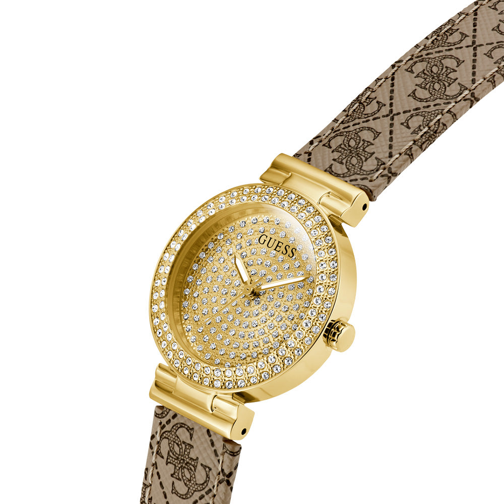 Guess Ladies Beige Gold Tone Analog Watch GW0943L2 - Image 3