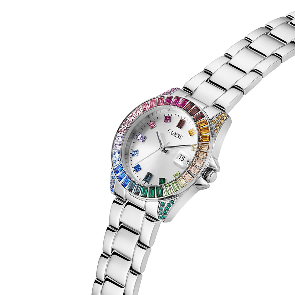 Guess Ladies Silver Tone Day/Date Watch GW0475L4 - Image 2