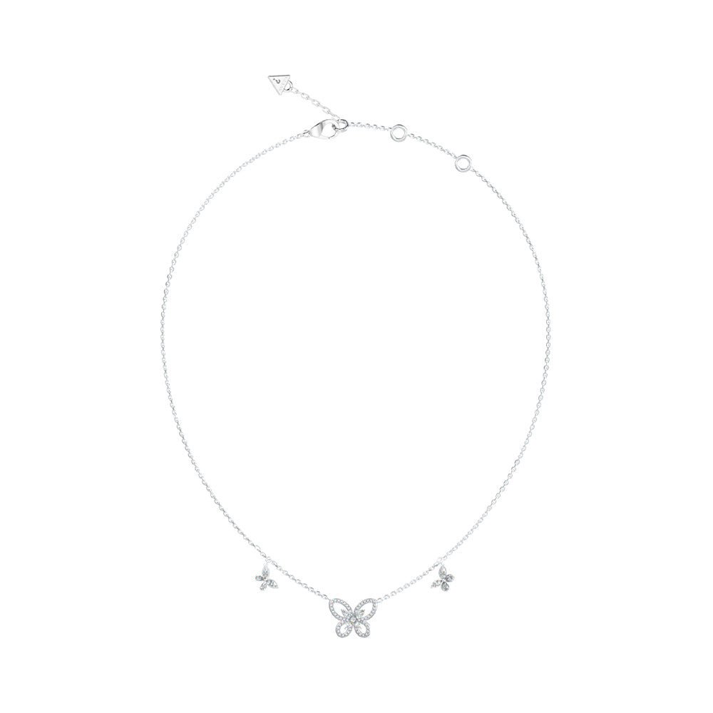 Guess Lily Silver Butterfly Crystal Necklace For Women JUBN05112JWRHT/U