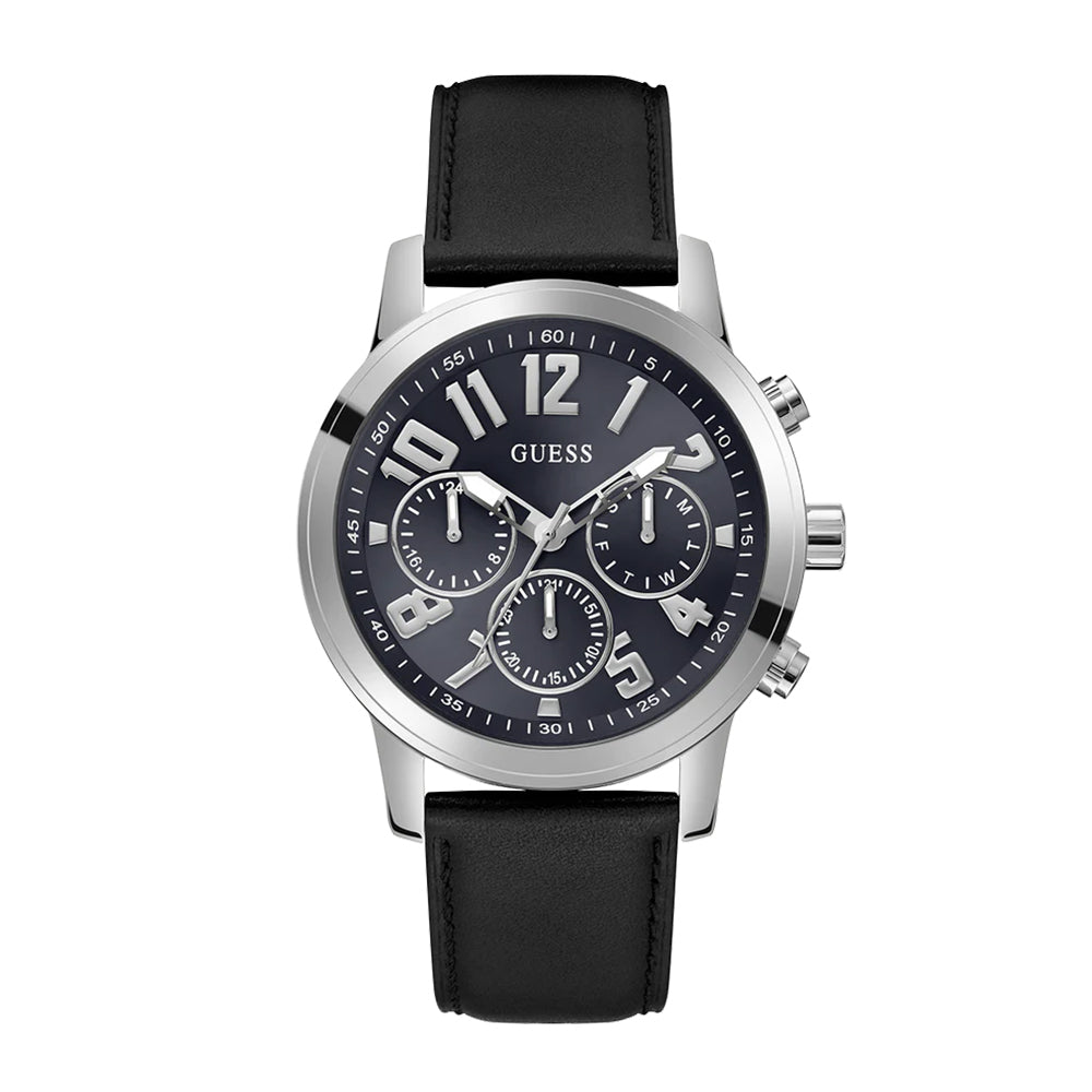 Guess Mens Black Silver Tone Multi-function Watch GW0709G1