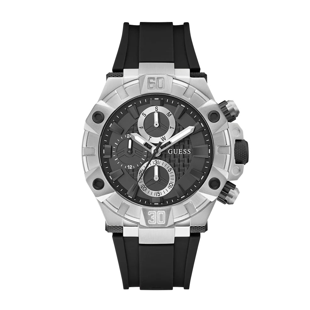 Guess Mens Black Silver Tone Multi-function Watch GW0802G1