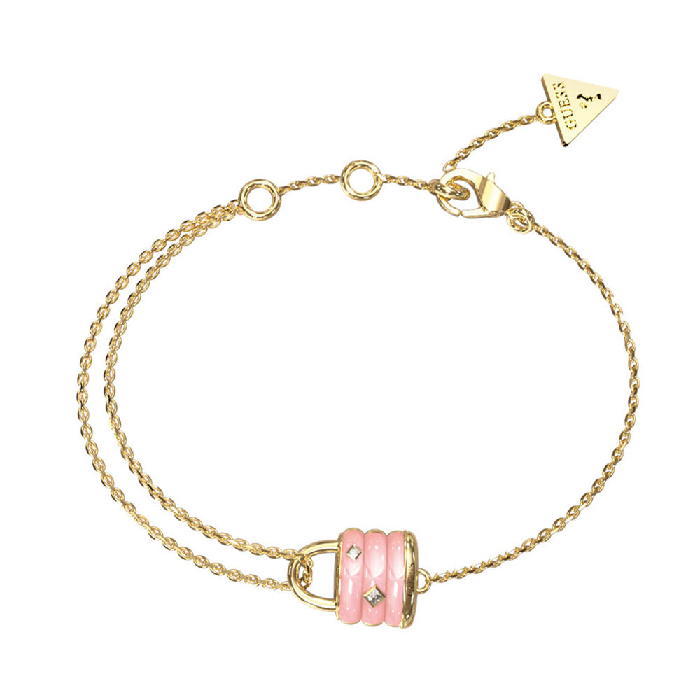 Guess My Secret Gold Pink Padlock Bracelet For Women JUBB05413JWYGRSL