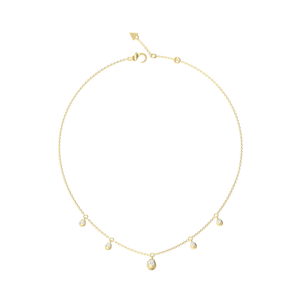 Guess Panarea Gold Pebble Stone Pendant Necklace For Women JUBN05185JWYGT/U