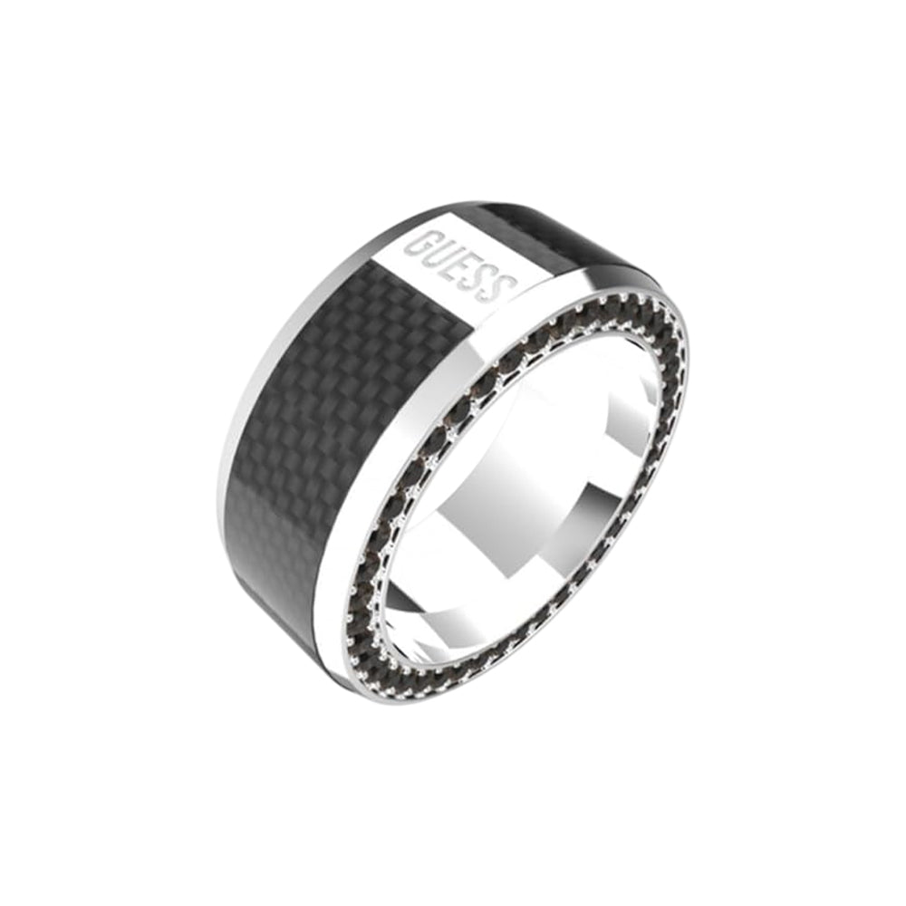 Guess Racer Stainless Steel Men's Tag Ring 64 - JUMR04041JWSTBK64
