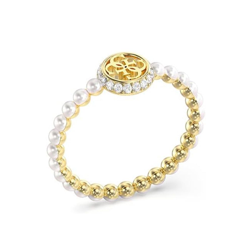 Guess Tiny Pearly Gold Pearl Zirconia Ring For Women JUBR05522JWYG54