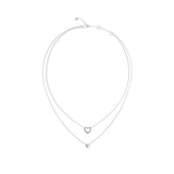 Guess Two Hearts Silver Double Heart Necklace For Women JUBN05026JWRHT/U