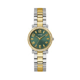 Guess Two Tone Green Dial Crystal Bezel Womens Watch GW0686L2