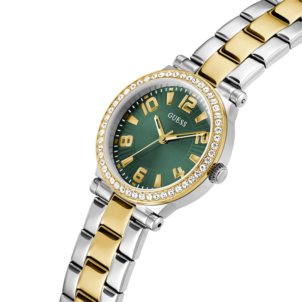 Guess Two Tone Green Dial Crystal Bezel Womens Watch GW0686L2 - Image 2